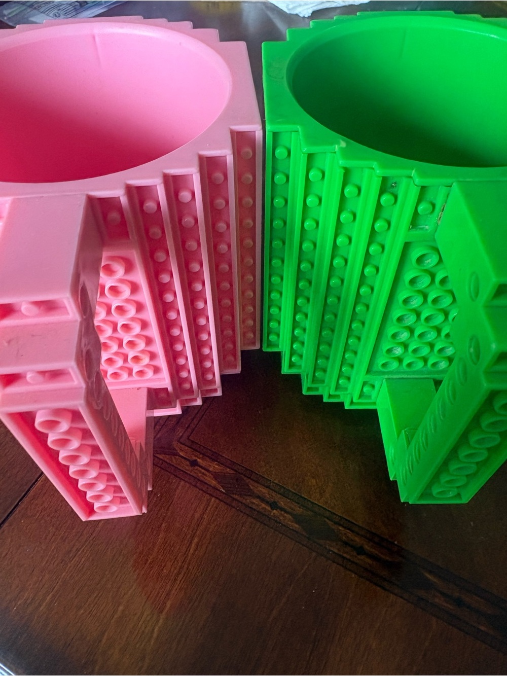 Lego Pink and Green Stackable Brick Cups